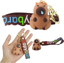 Raktų pakabukas kapibara su karabinu ir žiedu