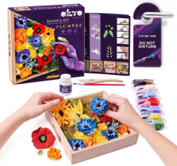 OKTO FREEDOM kūrybinis modeliavimo rinkinys „Pasidaryk pats“ gėlės su mediniu rėmeliu 21x21 cm
