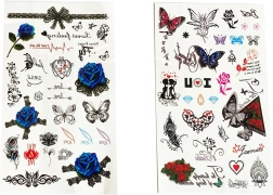 Laikinosios tatuiruočių lipdukai mergaitėms – motyvų miksas, 25 cm lapas