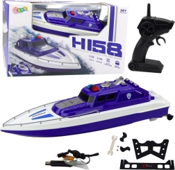 Policinis nuotoliniu būdu valdomas motorinis kateris mėlynas