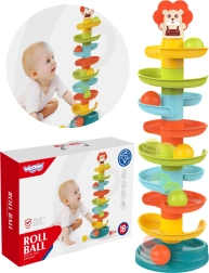 Woopie baby spiralinis bokštas su kamuoliukais, 10 dalių ir 6 kamuoliukai