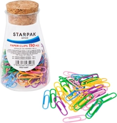 Set of colorful paper clips in a jar