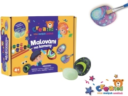 Akmens dažymo rinkinys, šviečiantis tamsoje, su dažais ir teptukais CREATED