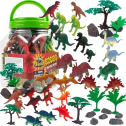 Dinozaurų figūrėlės kibirėlyje su priedais 40 vnt. BOLEY