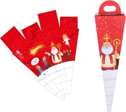 Mikulajaus raudonas krepšelis-kūgis 50 cm