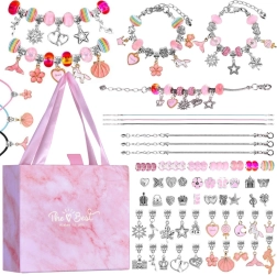 Kūrybinis apyrankių gamybos rinkinys su pakabukais ir karoliukais