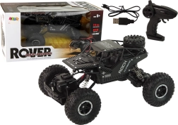 RC automobilis Rover 1:16 juodas, nuotoliniu būdu valdomas off-road crawler 4x4