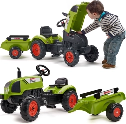 Claas Arion 410 pedal tractor with trailer