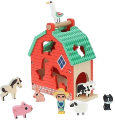 Wooden Farm with Animals and Insert Slots