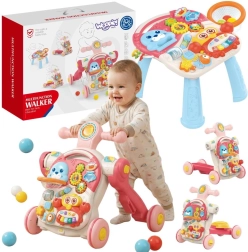 WOOPIE Baby edukacinis vaikštynės, paspirtuko, stumduko ir veiklos staliuko komplektas 4 viename