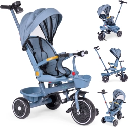 Vaikiškas 2-in-1 triratukas su pasukama sėdyne ir sulankstomu stogeliu, mėlynas ECOTOYS