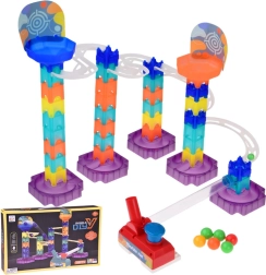 Spalvota rutuliukų trasa Marble Run DIY su paleidikliu, 58 dalys