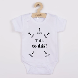 Vaikiškas smėlinukas su spauda New Baby „Tėti, tu gali!“ – trumpomis rankovėmis