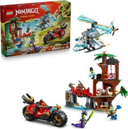 LEGO NINJAGO nindzių transporto priemonių dvikova ir namelis medyje
