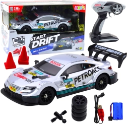 Nuotoliniu būdu valdomas drifto RC automobilis 1:16 mastelio, sidabrinis