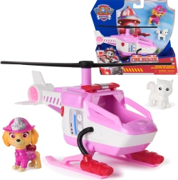 Paw Patrol gelbėjimo priešgaisrinis sraigtasparnis su Skye figūrėle ir kačiuku