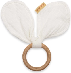 Medinis kramtukas su muslino skiaute New Baby Ears, baltas