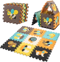 Putos edukacinis dėlionės kilimėlis su gyvūnais 85 × 85 cm, 9 dalys
