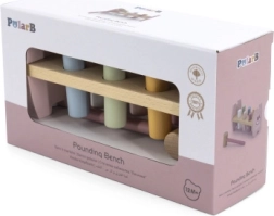 VIGA PolarB medinė kalimo suoliukas su plaktuku Lapiukas Montessori