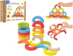 Medinė balansavimo mozaika vaivorykštės lankai, 24 dalys