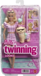 Barbie suderintas dvigubas kostiumėlis su kaspinais – lėlė su šuniuku