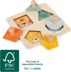 Medinės Montessori dėlionės su gyvūnais ir veidrodėliu small foot