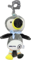 BABY MIX Plush Hanging Toy with Music Box and Clip, Toucan, Grey