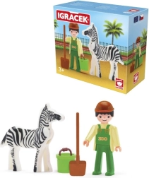 IGRÁČEK prižiūrėtojas su zebra ir priedais