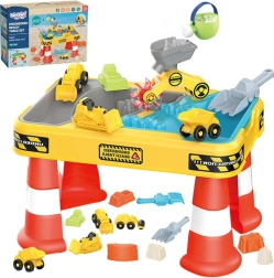 Woopie stalinis vandens ir smėlio stalas 2 viename statybų rinkinys su 12 dalimis ir 4 mašinėlėmis