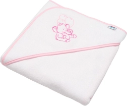 Vaikiškas frotinis rankšluostis su gobtuvu NEW BABY 80 × 80 cm – baltas, drambliukas