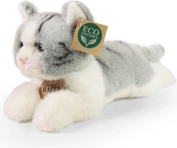 Pliušinė pilka gulinti katytė 20 cm ECO-FRIENDLY