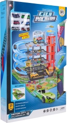 Daugiaaukštė stovėjimo aikštelė su liftu ir žaidimų kilimėliu + 6 automobiliai