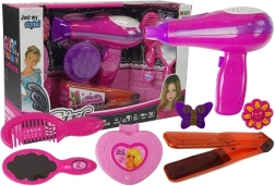 Grožio rinkinys su priedais: plaukų džiovintuvas ir tiesintuvas, rožinis