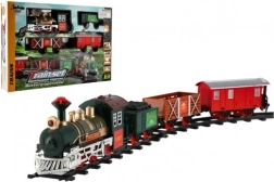 Traukinio rinkinys su garsu ir šviesa, veikiantis baterijomis