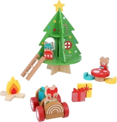 Petit Collage medinė žaidimų kalėdinio namelyčio rinkinio dėžutė