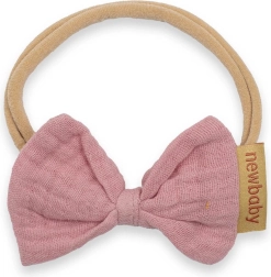 Kūdikių galvos juostelė New Baby, rožinė, muslino