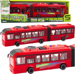 Sąstatas autobusas 1:16 su šviesomis, garsais ir atidaromomis durimis – raudonas
