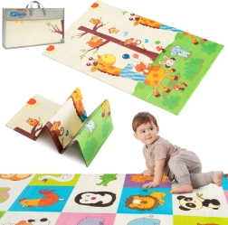 Humbi dvipusis sulankstomas XPE putų kilimėlis 120 × 180 su gyvūnais ir žirafomis