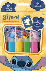 Pučiamieji flomasteriai Lilo & Stitch – 6 spalvų rinkinys su trafaretais