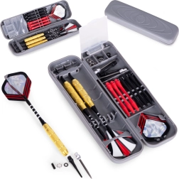 3 vnt. metalinių strėlių rinkinys sisalio taikiniams, 17 g, su žalvariniais korpusais ir dėklu