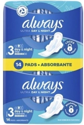 Always Ultra Night Super higieniniai įklotai su sparneliais, 14 vnt.