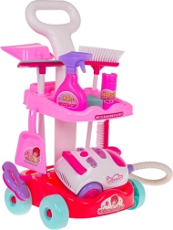 Vaikiškas valymo rinkinys su interaktyviu dulkių siurbliu ir vežimėliu