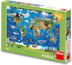 Dino dėlionė gyvūnų žemėlapis – 100 XL detalių