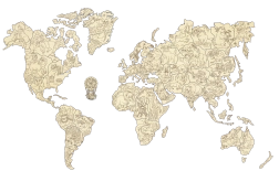 Wooden Animal World Map 3D, Size M