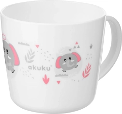 Vaikiškas puodelis su ąsele Akuku 250 ml – drambliukai