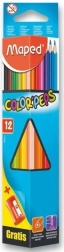 Trikampiai spalvoti pieštukai MAPED Color'Peps, 12 vnt. su drožtuku