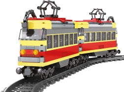 Suderinama tramvajaus baterijinė konstruktoriaus rinkinio trasa su bėgiais, 724 vnt.