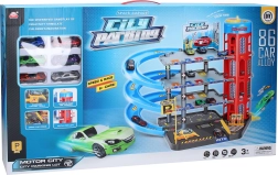 Parkavimo stotis su 6 metaliniais automobiliais 55 × 40 × 44 cm