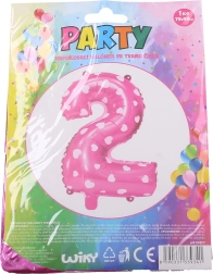 Pripučiamas balionas skaičius 1 su širdelėmis – Rožinis