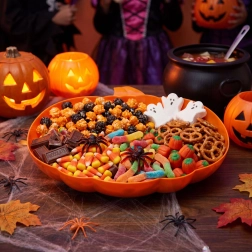Orange Halloween pumpkin-shaped serving bowl